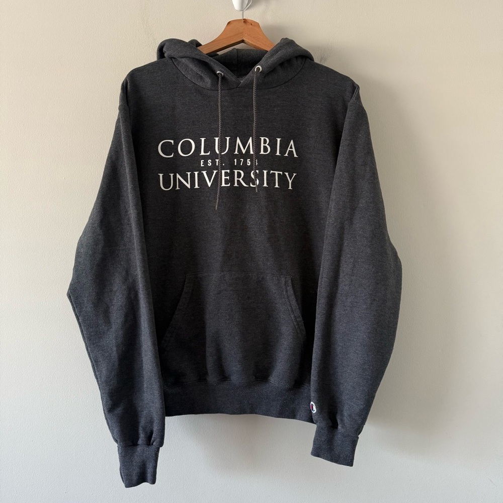 Vintage 90s Champion Columbia University Hoodie Mens Small Fleece Lined NYC Gray